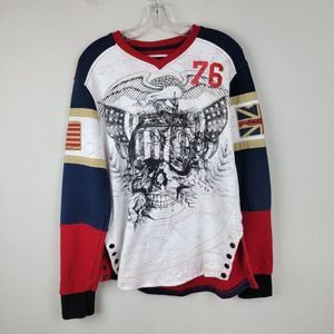 The Heritage By America 76 Women's Long Sleeves Skull Eagle Flats Sweatshirt L